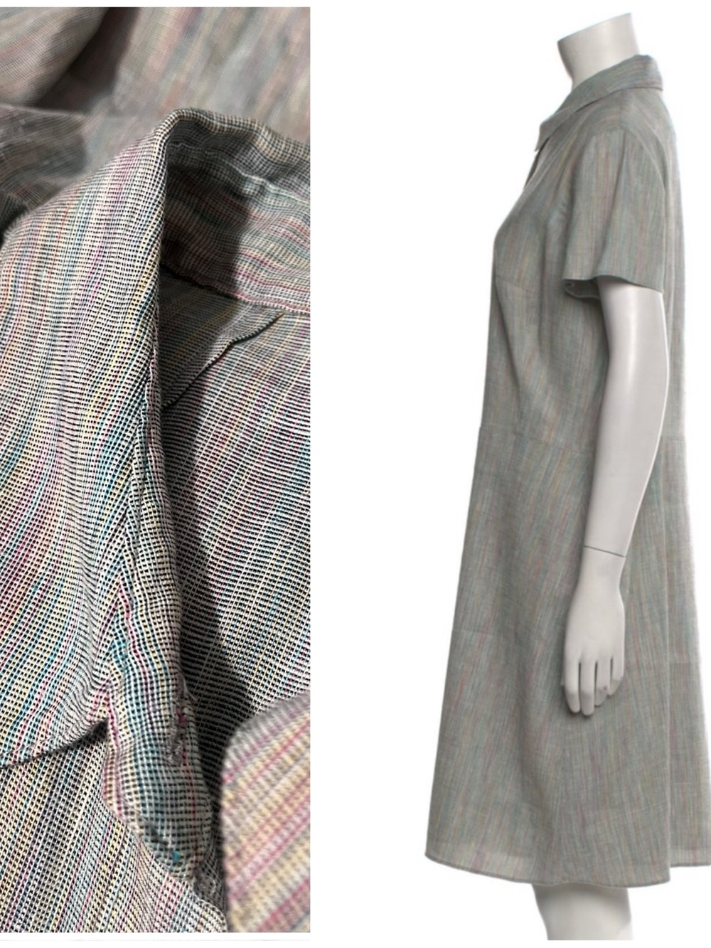 Theory gray rainbow Multi-Stripe Midi Shirt Dress 12